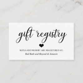 Enkel Elegant, svarta och vita Bröllop-REGISTRY Tilläggskort