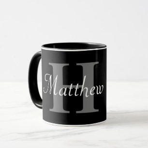Enkel Elegant Svartvit Monogram fet Classy Mu Mugg