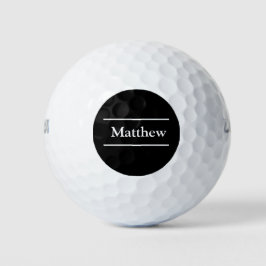 Enkel Elegant Svartvit Monogram Namn Golfer