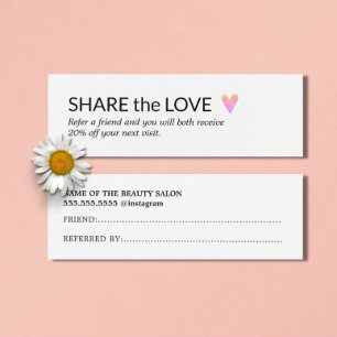 Enkel Elegant Svartvit Ro Hjärtreferens Litet Visitkort