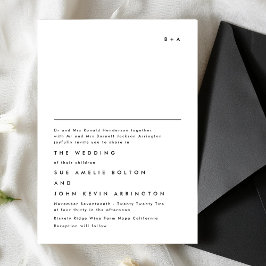 Enkel Elegant, svartvit text i svart Bröllop Inbjudningar