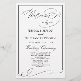 Enkel Elegant, svartvitt Bröllopsprogram