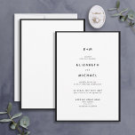 Enkel Elegant Svartvitt Monogram Bröllop Inbjudningar<br><div class="desc">Är du tittar för ett enkelt, elegant sätt att inbjudan era gäster till bröllop? Titta bara på den här vackra svartvita inbjudan med modern typografi. Den här minimalistiska utformningen är perfekt för par som vill ha en bröllopsinbjudan för chic och snyggt som säkert imponerar på deras gäster. Dessutom tillför den...</div>