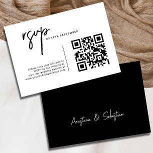 Enkel Elegant Svartvitt QR-kod Bröllop OSA Kort