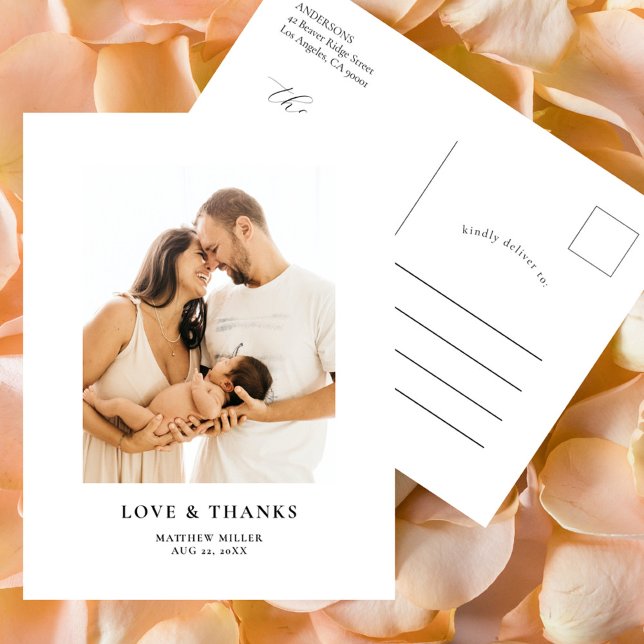 Enkel Elegant Tacksamhetshälsning för Baby Shower- Vykort (Skapare uppladdad)