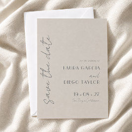 Enkel Elegant Taupe Bröllop Spara Datumet
