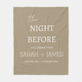 Enkel Elegant Taupe & White Namn Date Bröllop Fleecefilt