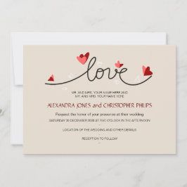 Enkel elegant text bröllop i kärlek inbjudningar