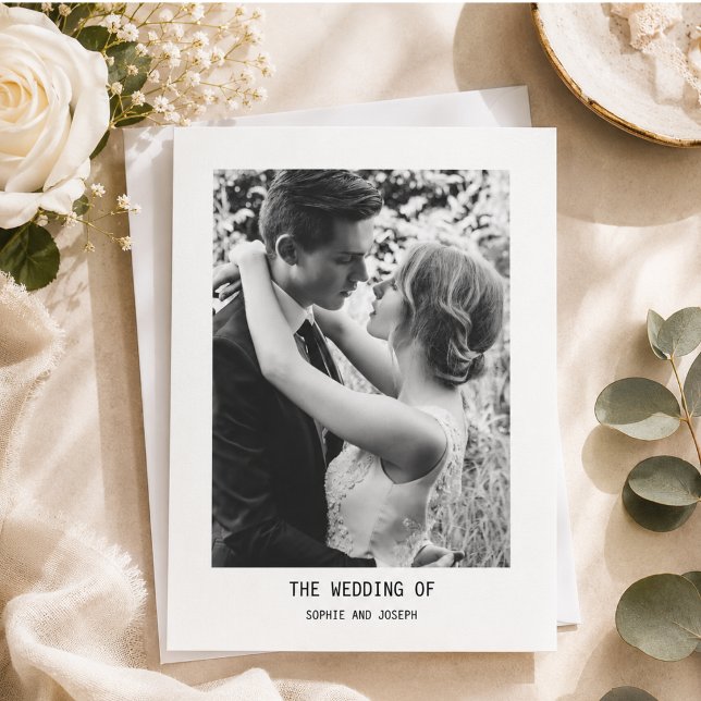  Enkel Elegant Text & Foto | Bröllop  Inbjudningar (Simple Elegant Text & Photo | Wedding Invitation)