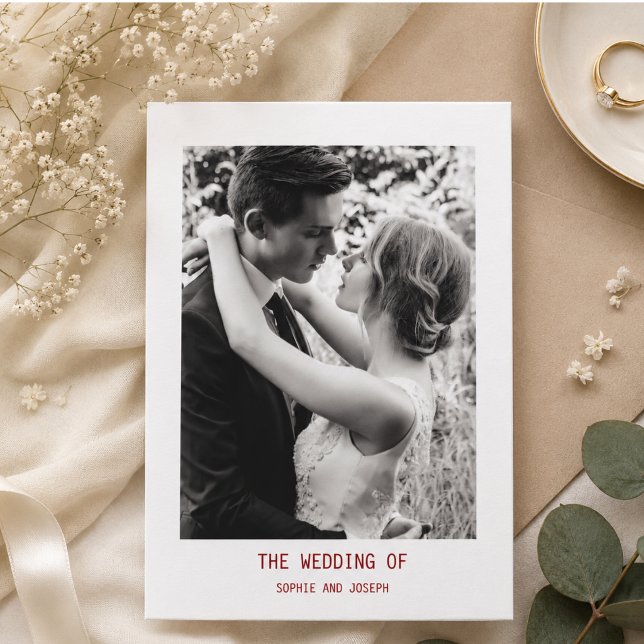 Enkel Elegant Text & Foto | QR-kod Bröllop Inbjudningar (Simple Elegant Text & Photo | QR Code Wedding Invitation)
