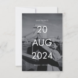 Enkel Elegant Text och foto Bröllop spara datum Inbjudningar