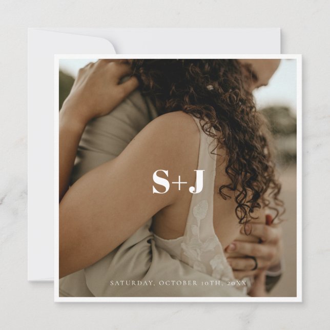 Enkel Elegant Text och Foto Spara Datum  Inbjudningar (Framsida)