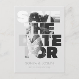 Enkel Elegant Text och Foto Spara Datum Vykort