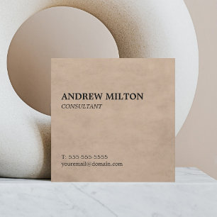 Enkel Elegant Textur Beige Konsult Fyrkantigt Visitkort