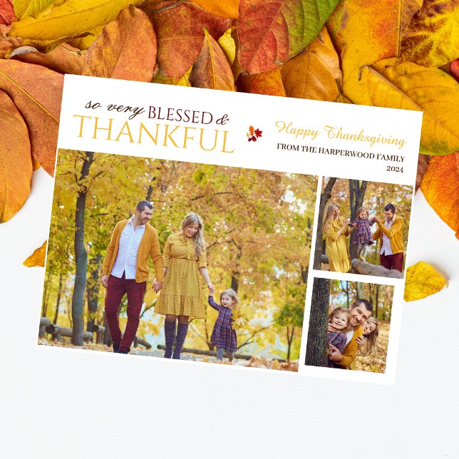 Enkel Elegant thanksgiving i  3 bild Helg Vykort (Skapare uppladdad)
