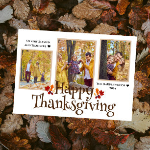Enkel Elegant thanksgiving i 3 bild Julkort
