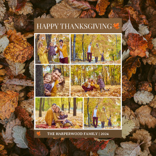 Enkel Elegant thanksgiving i 6 foto Julkort