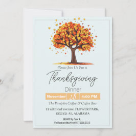 Enkel Elegant Thanksgiving Middag Blommig höst Inbjudningar