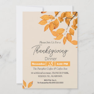 Enkel Elegant Thanksgiving Middag Blommig höst Inbjudningar