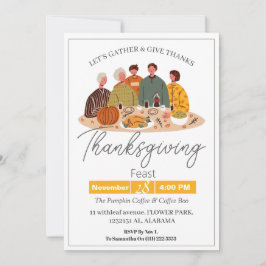 Enkel Elegant Thanksgiving Middag Pumpa Turkiet Inbjudningar