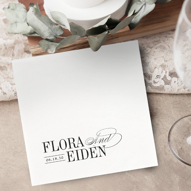 Enkel Elegant Tidlös Typografi Bröllop Pappersservett (Simple Elegant Timeless Typography Wedding Napkins)