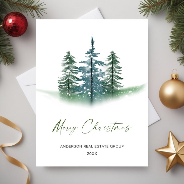 Enkel Elegant Träd julfirma Hälsning Vykort (Simple Elegant Tree Christmas Company Greeting Postcard)