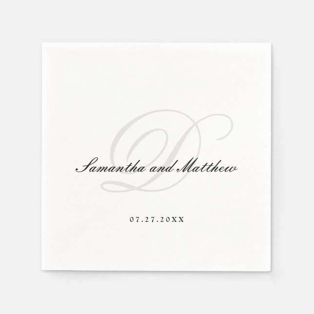 Enkel Elegant, traditionell Bröllop Monogram för s Pappersservett (Framsidan)