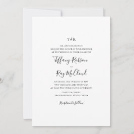 Enkel Elegant, traditionell Monogram Bröllop Inbjudningar