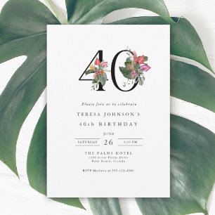 Enkel Elegant - Tropical 40:e födelsedagsinbjudan Inbjudningar