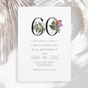 Enkel Elegant Tropical 60:e födelsedagen Inbjudningar