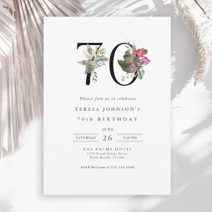 Enkel Elegant Tropical 70:e födelsedagen Inbjudningar