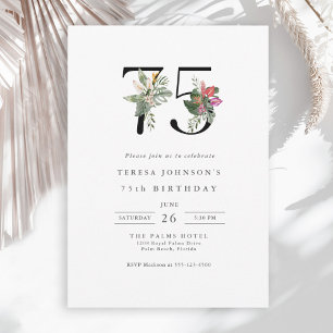 Enkel Elegant Tropical 75:e Birthday Inbjudningar