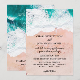 Enkel Elegant Tropical Coastal Beach Wedding Inbjudningar