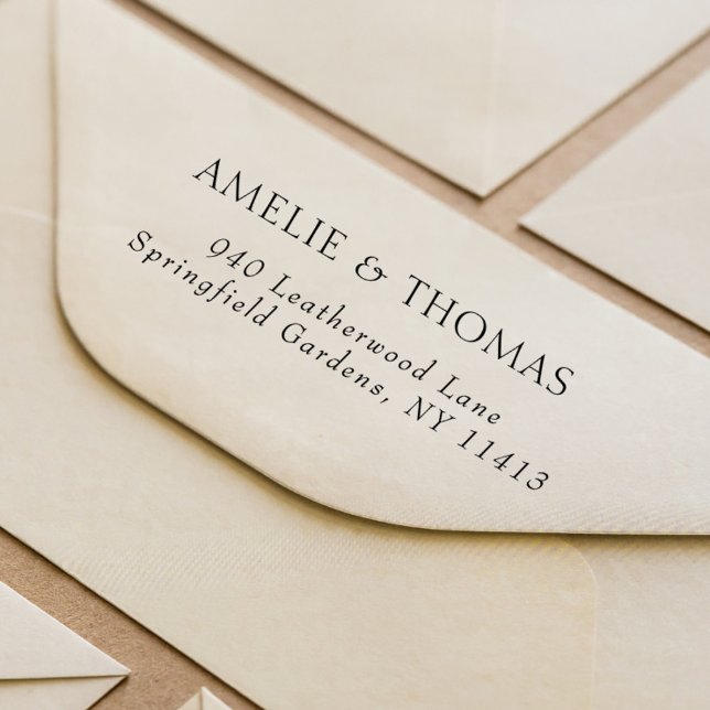 Enkel Elegant Typografi Bröllop Adress Stämpel (Skapare uppladdad)