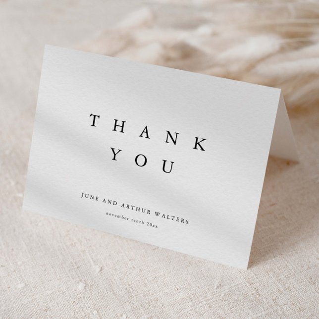 Enkel Elegant Typografi Bröllop Tack Kort (Simple elegant typography wedding thank you cards.)