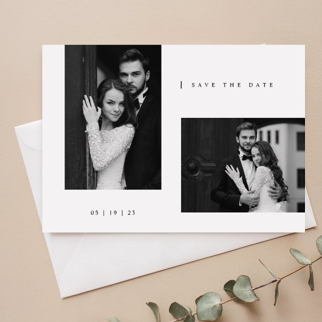 Enkel Elegant Typografi Foto Bröllop Spara Datumet (Skapare uppladdad)
