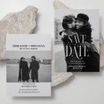 Enkel Elegant Typografi Foto Spara Datumet<br><div class="desc">Denna Enkla Eleganta Typografi Foto Spara Datum-kortet är det perfekta kortet för att tillkännage din speciella dag till dina gäster. Visa 2 foton och alla de enkla detaljerna om din dag.</div>
