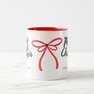 Enkel Elegant Typografi Jul Familjenamn Två-Tonad Mugg