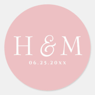 Enkel Elegant Typografi Monogram Bröllop Runt Klistermärke