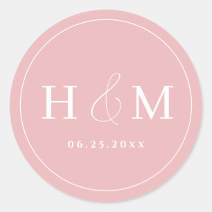 Enkel Elegant Typografi Monogram Bröllop Runt Klistermärke