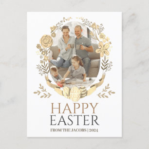 Enkel Elegant, typografi Påsk-familj, ett foto Helg Vykort