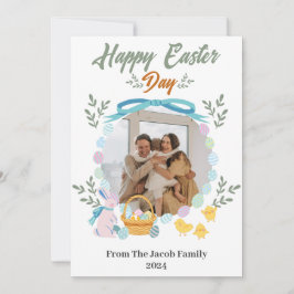 Enkel Elegant Typografi Påsk Familj ett foto Julkort