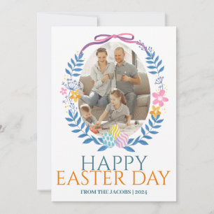 Enkel Elegant, typografi Påsk-familj, ett foto Julkort