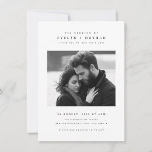 Enkel Elegant Typografi QR-kod Foto Bröllop Inbjudningar