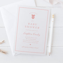 Enkel Elegant Typografi Rosa Baby Shower