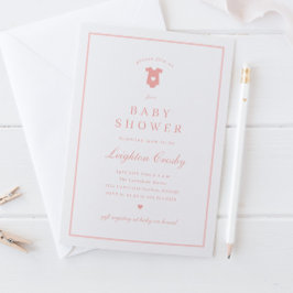 Enkel Elegant Typografi Rosa Babykläder Inbjudningar