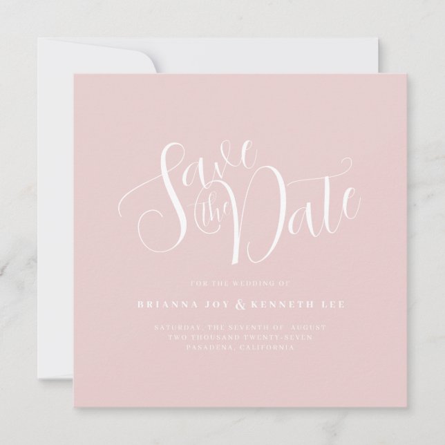 Enkel Elegant Typografi  Rosa Bröllop Spara Datumet (Framsida)