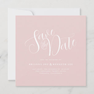 Enkel Elegant Typografi Rosa Bröllop Spara Datumet