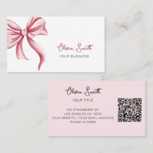 Enkel Elegant Typografi Rosa Slinga QR-kod Visitkort