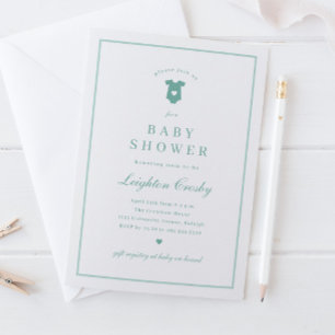 Enkel Elegant Typografi Sage Grön Bebis Shower Inbjudningar